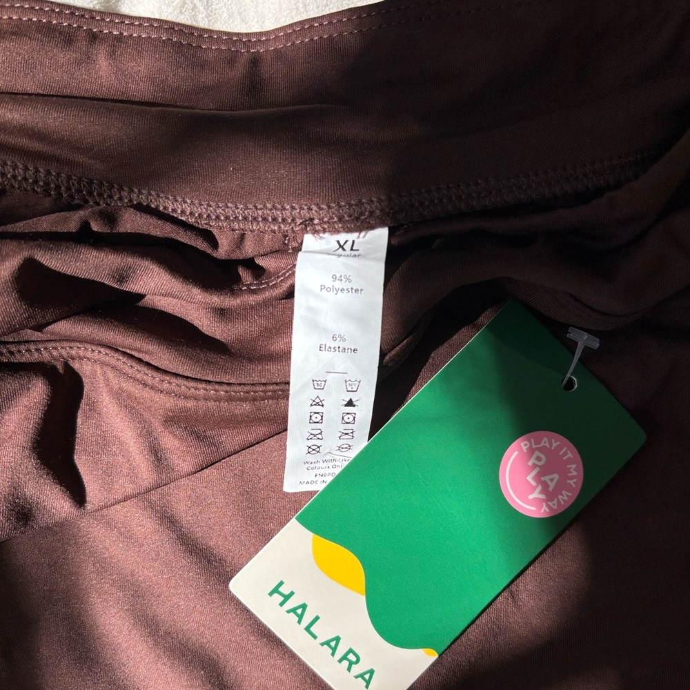NWT HALARA Brown High Waisted Decorative Buckle Split 2-in-1 Maxi Casual Skirt - Picture 8 of 10